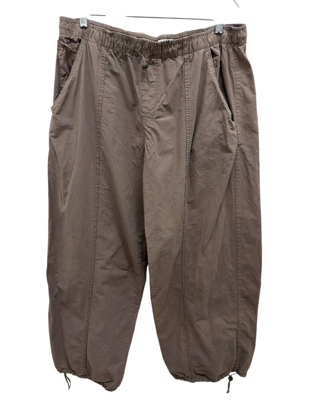 ZARA Brown Drawstring Ankle Pants Wide Leg Style XL